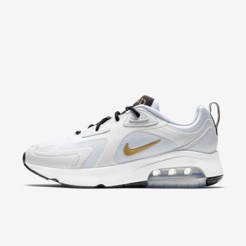 Nike Air Max 200 - Női Utcai Cipő - Fehér/Fekete/Metal Titán/Metal Arany